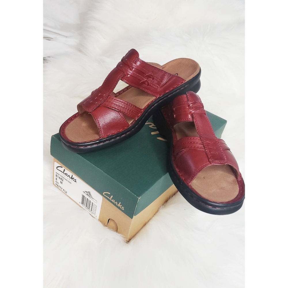 Clarks Patty Fiji Red Sandals Sz 8
